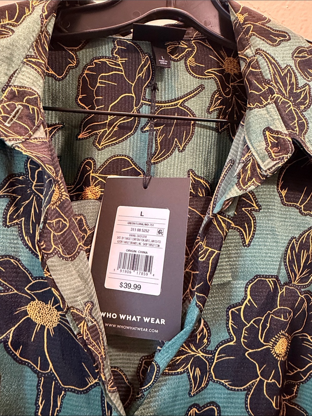 Who What Wear Teal Floral Midi Shirt Dress - Picture 2 of 6